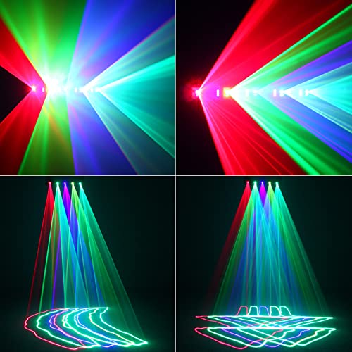 Stage Laser Light, 5 Beam Sound Activated DJ Party Lights with Remote Control O445463