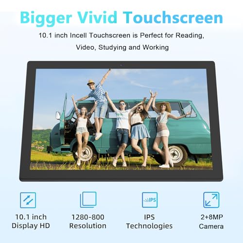 Tablet 10 Inch, 18GB RAM 128GB ROM, 2 in 1 with Keyboard Mouse Stylus K7381