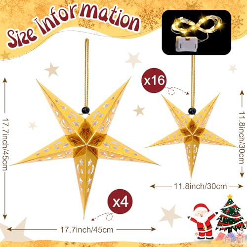 Christmas Paper Star Lanterns with LED Lights Hanging Decor W2538