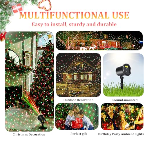 Outdoor Laser Projector Lights for Christmas, Red & Green Stars U46485