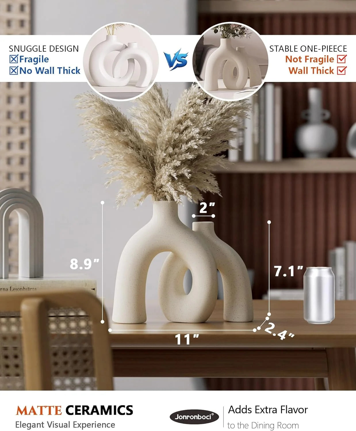 Modern Nordic Boho Ceramic Vases, Set of 2 Z906695