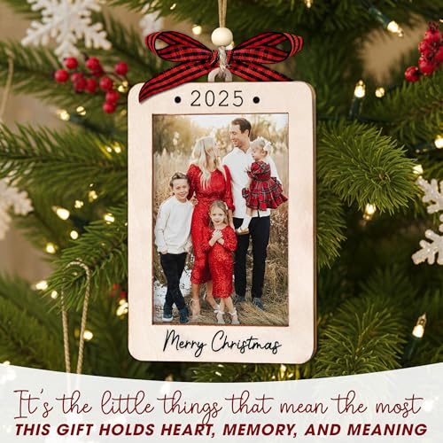 Christmas Ornament Picture Frame - Wooden Landscape Photo Frame for Tree U75225