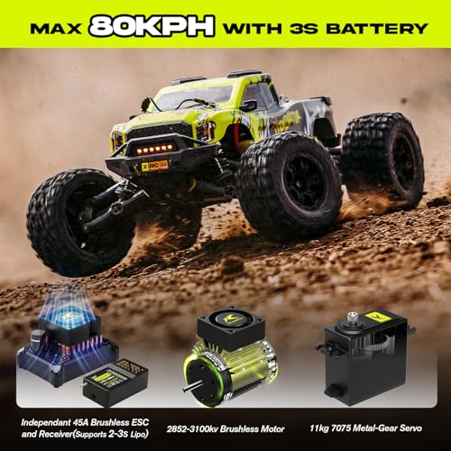 1/10 RTR Brushless RC Car for Adults, 50mph Off-Road Monster Truck 4WD R2126
