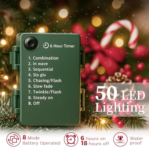 Christmas garland with lights, 9ft, battery operated with timer B505