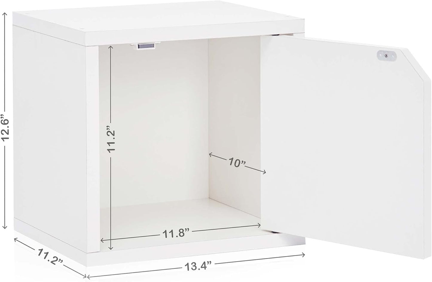 Stackable Bookshelf Cube with Door, White T190