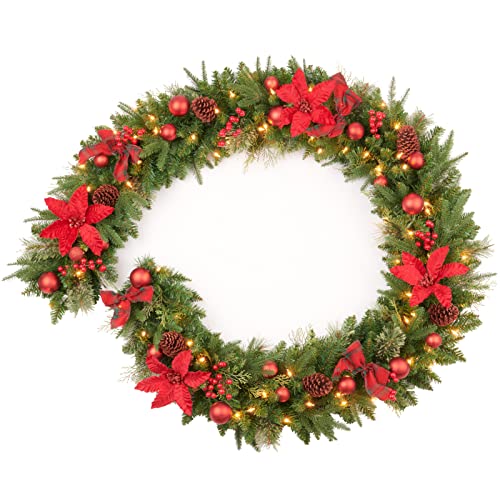 Pre-lit Christmas Garland 9ft with 50 LED Lights, Battery Operated I824