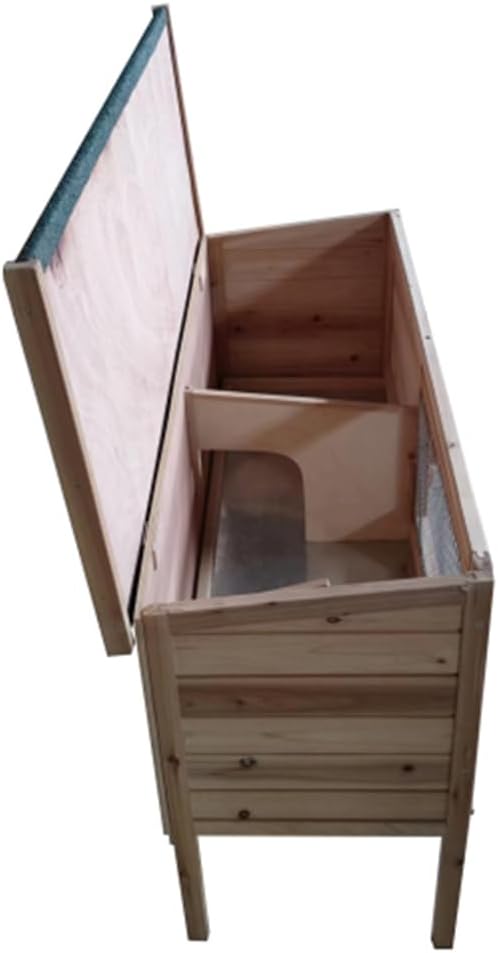 Wooden Rabbit Hutch with Open Roof and Pull Out Tray I815