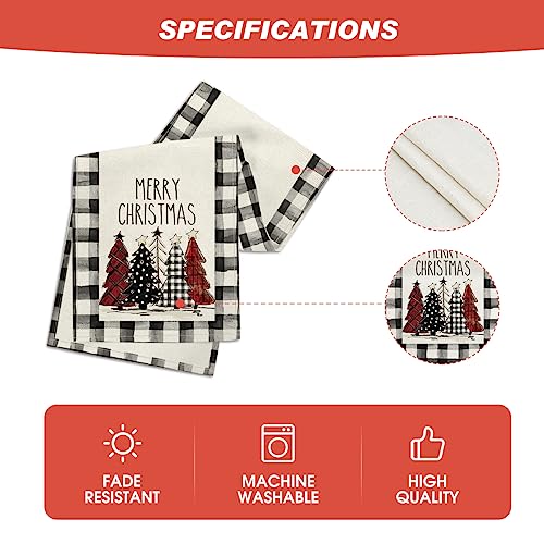 Buffalo Plaid Christmas Trees Table Runner, Winter Holiday Kitchen Dining Decor, 13 x 108 Inch A940