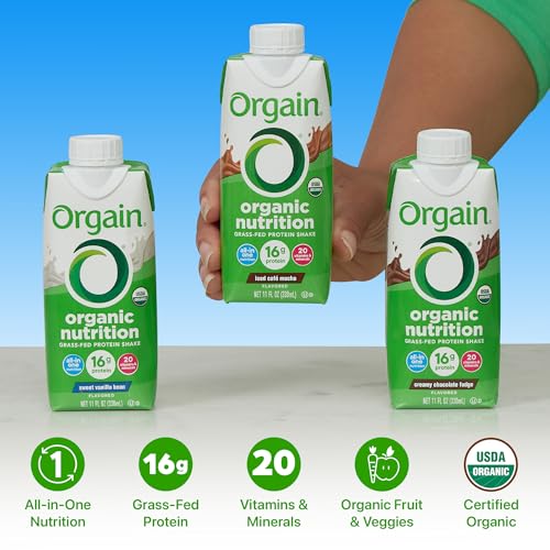 Organic Nutritional Protein Shake, Creamy Chocolate Fudge, 16g Whey Protein, 11 Fl Oz (12 Pack) H19601