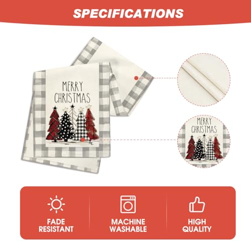 Buffalo Plaid Christmas Trees Table Runner, Winter Holiday Kitchen Dining Decor, 13 x 108 Inch A940