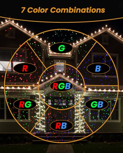 Christmas Laser Lights Outdoor, RGB Light Projector with Remote and Timer B893
