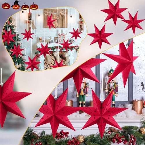 7 Pack 3D Hanging Paper Star Lanterns for Christmas Party Home Decor T9849