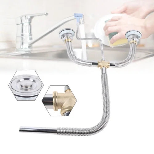 Kitchen Sink Double Bowl Drain Hose Flexible Anti-odor F100