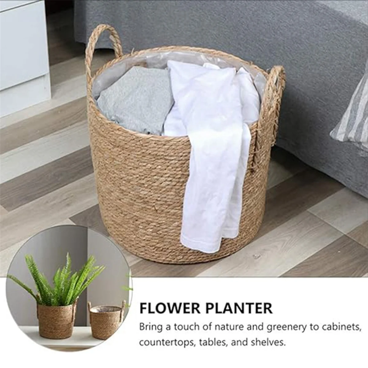 Wicker Seagrass Planter Basket with Woven Flower Vase Cover V6929