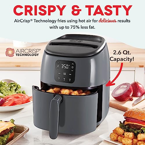 Electric Air Fryer Oven, 2.6 Qt., Grey, Compact Digital, 1000-Watt O882