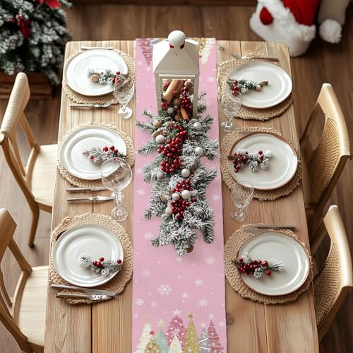 Christmas Table Runner 13x72 Inch, Red Winter Holiday Decor S612