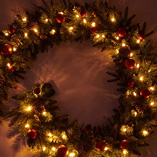 Pre-lit Christmas Garland 9ft with 50 LED Lights, Battery Operated I824