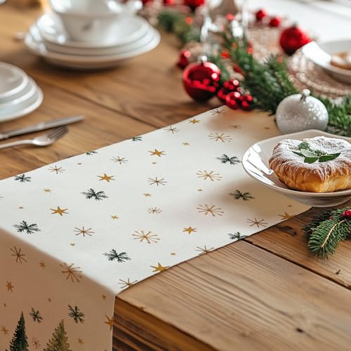 Christmas Table Runner 13x72 Inch, Red Winter Holiday Decor S612