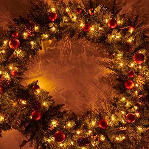 Pre-lit Christmas Garland 9ft with 50 LED Lights, Battery Operated I824
