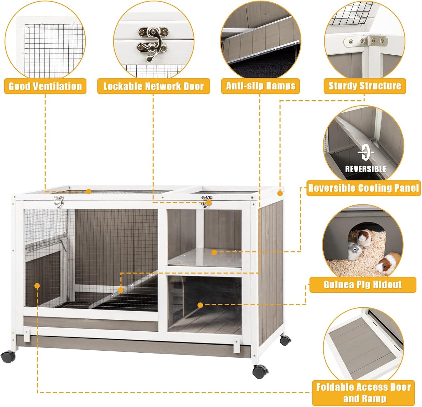Guinea Pig Cage with Wheels and Pull Out Tray F827565