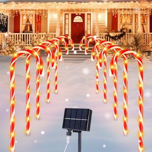 Solar Candy Cane Lights Outdoor Pathway, 8 Modes LED Christmas Decorations G8051