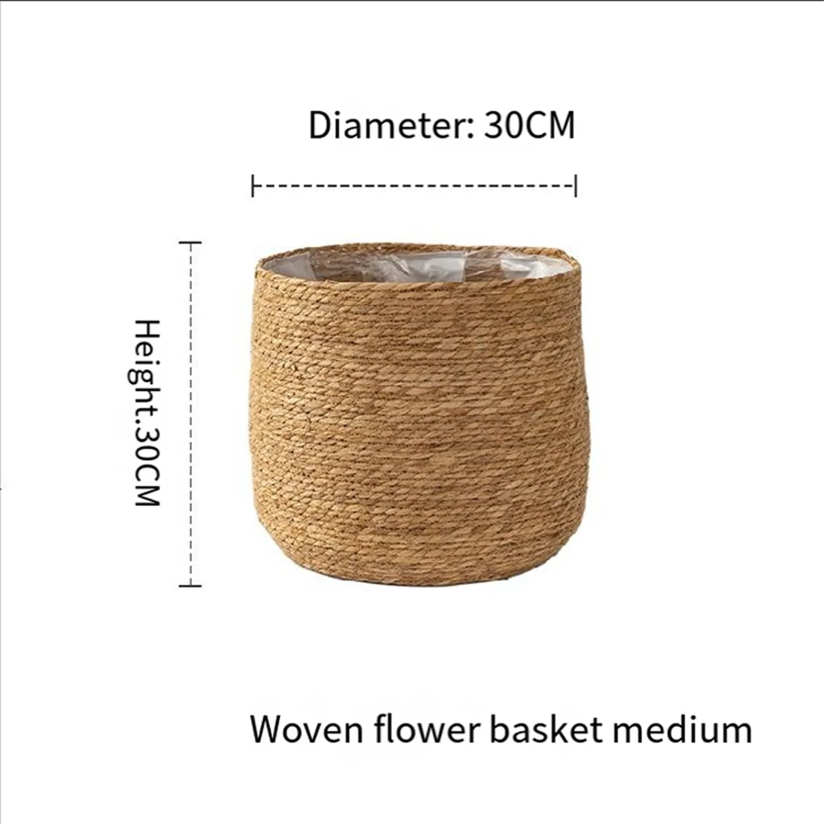 Woven Seagrass Plant Pot with Plastic Insert H39480