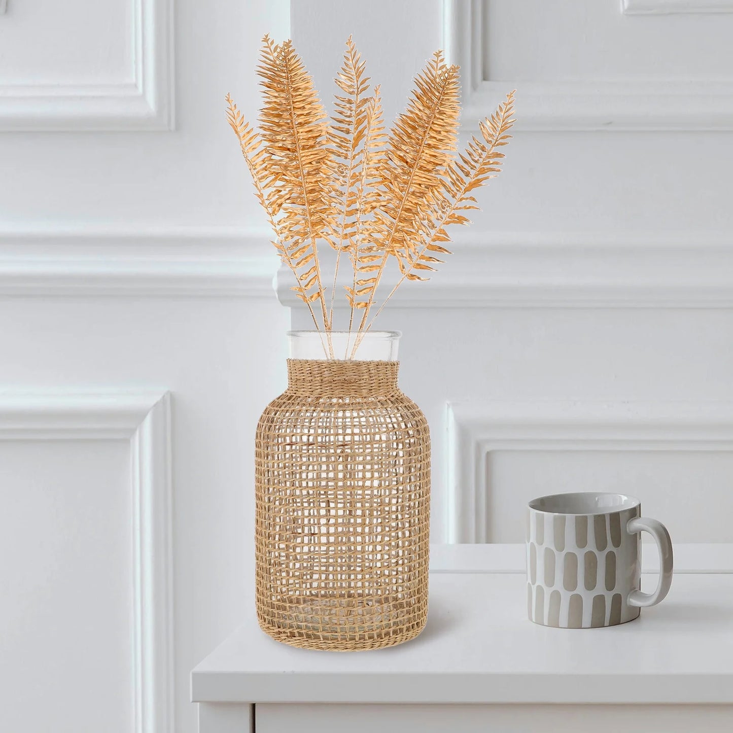 Rattan Glass Vase Centerpiece O524501