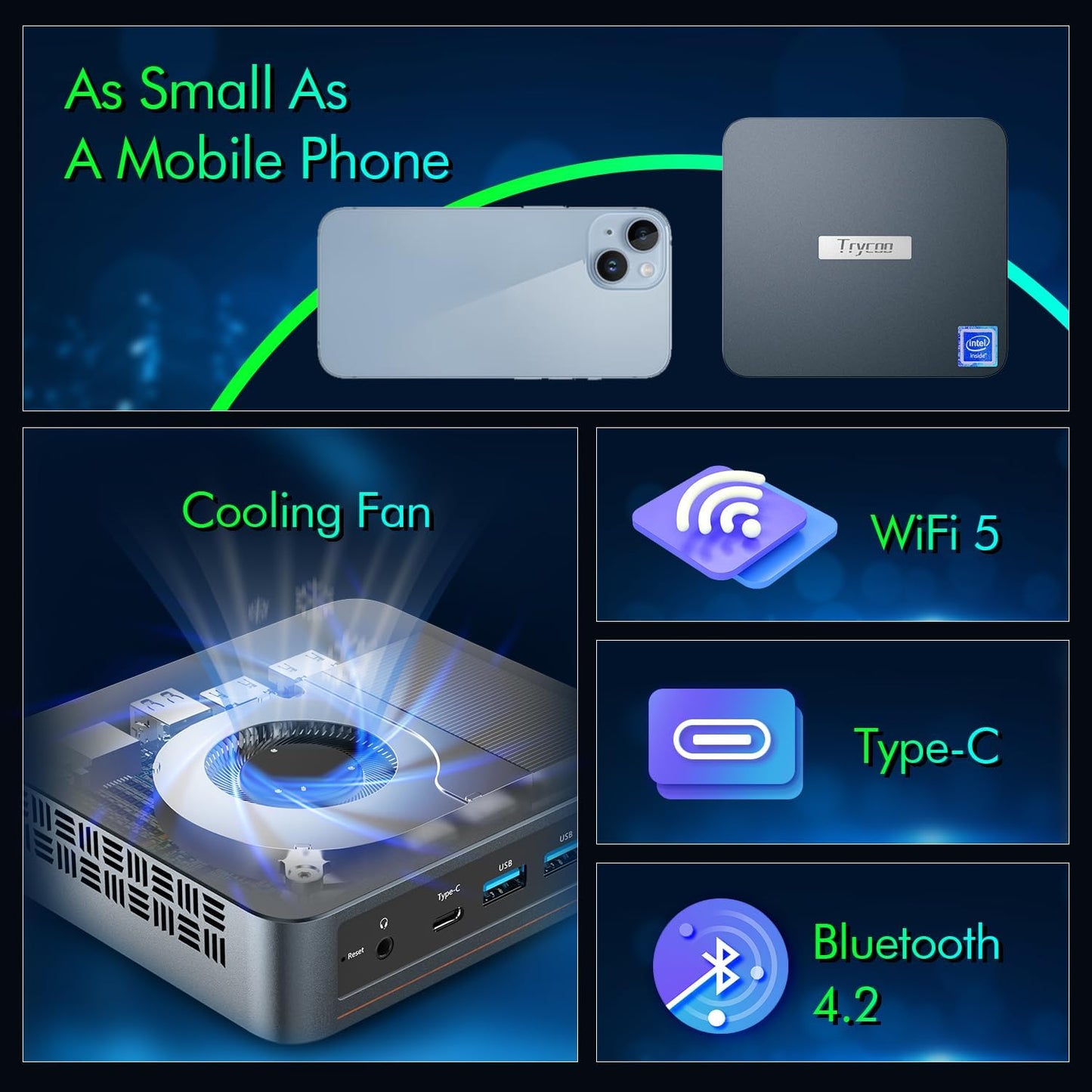 Mini PC, Intel 12th Gen N100, 16GB RAM 512GB SSD, Triple 4K Display R658232
