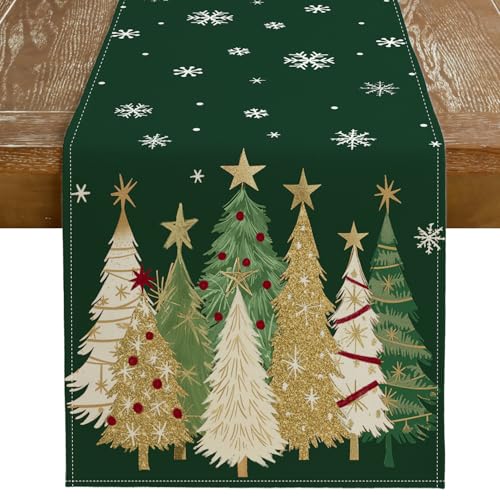Christmas Table Runner 13x72 Inch, Red Winter Holiday Decor S612