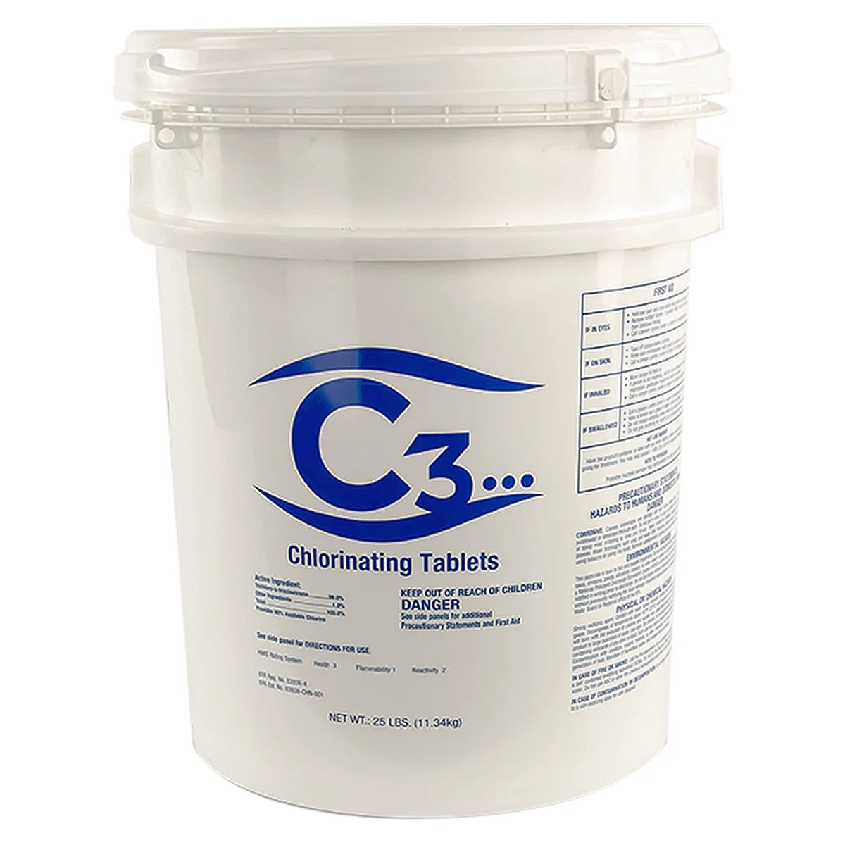 Rx Clear C3 3" Stabilized Chlorinating Tablets for Swimming Pool and Hot Tubs, 25 lbs