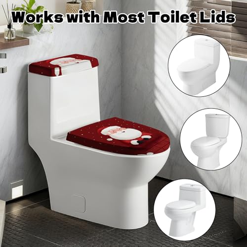 Christmas Toilet Lid Cover, Washable Bathroom Accessory O828