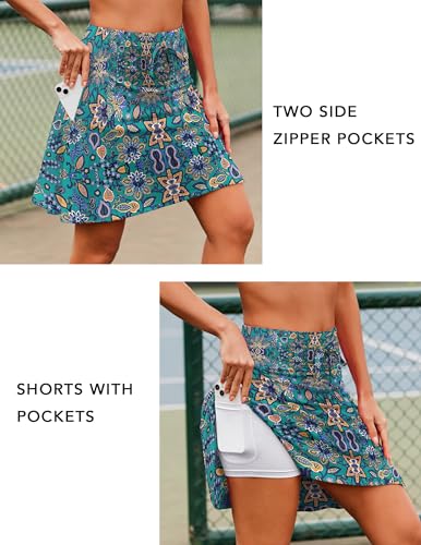 Tennis Skirt Women 20" Knee Length Golf Skort with Pockets High Waisted B7615