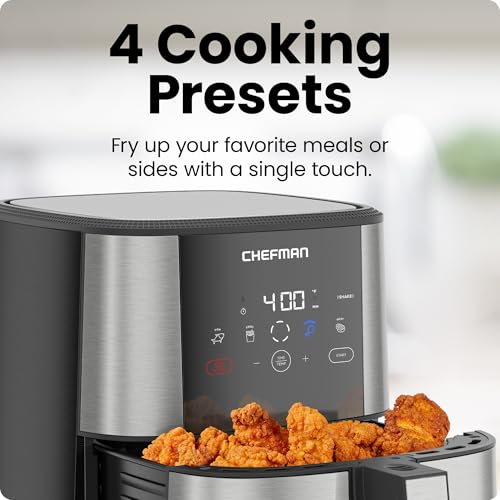 XL 8-Qt Touch Digital Air Fryer, Nonstick Dishwasher-Safe, Stainless Steel P242