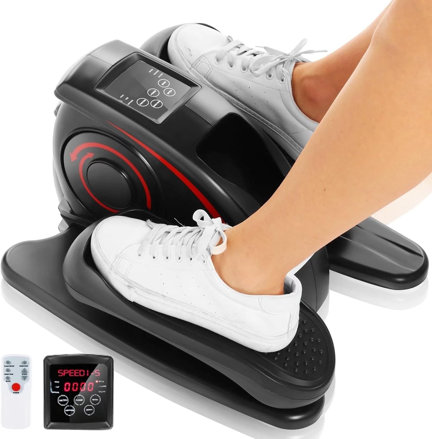 Under Desk Elliptical Machine Electric Seated Pedal Exerciser with LCD Display and Remote Control W253093