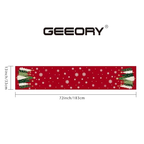 Christmas Table Runner 13x72 Inch, Red Winter Holiday Decor S612
