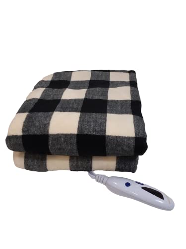 Biddeford Blankets Microplush Electric Heated Throw Blanket with Adjustable Heat Settings and Auto Shut-Off Timer, Machine Washable, Digital Controller, Throw, Cream Red Plaid