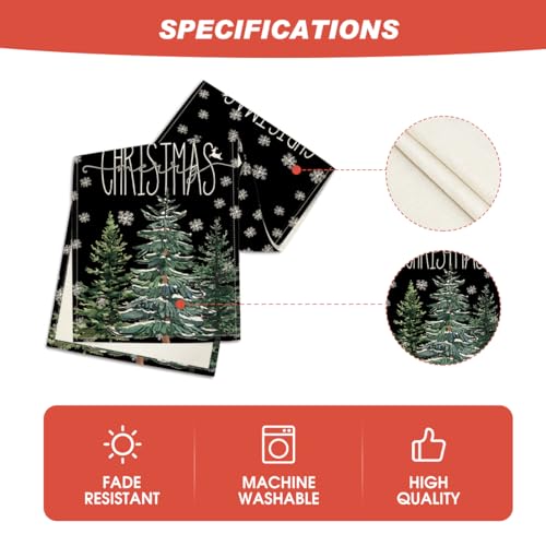 Beige Pine Tree Snowflake Christmas Table Runner, Winter Holiday Kitchen Dining Table Decor, 13 x 72 Inch Z426