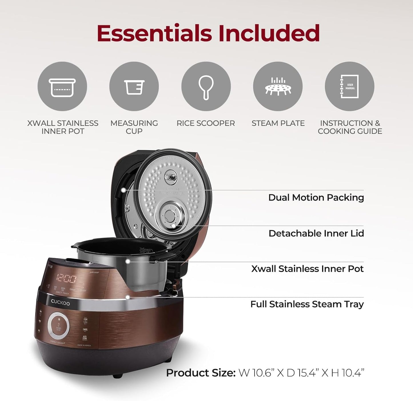 6-Cup Induction Heating Pressure Rice Cooker with 13 Menu Options L931