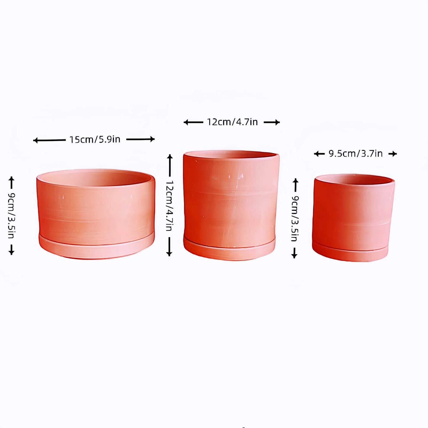 Terracotta Flower Pots with Drainage Holes, 3 Count W9403