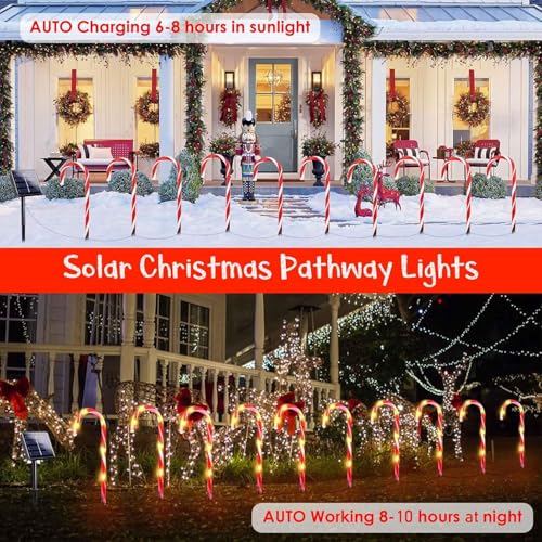 Solar Christmas Candy Cane Lights Outdoor Waterproof L1233
