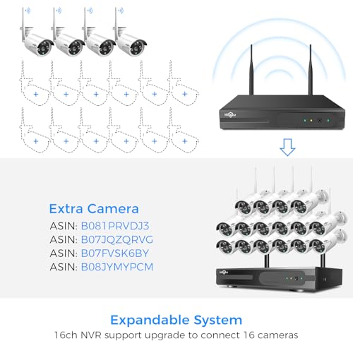 Wireless Security Camera System, 4K NVR, 4Pcs 3MP Night Vision WiFi Cameras D47166