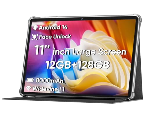 11 inch Android 14 Tablet with Face Unlock, Octa-Core CPU, 12GB RAM, 128GB Storage Z164067
