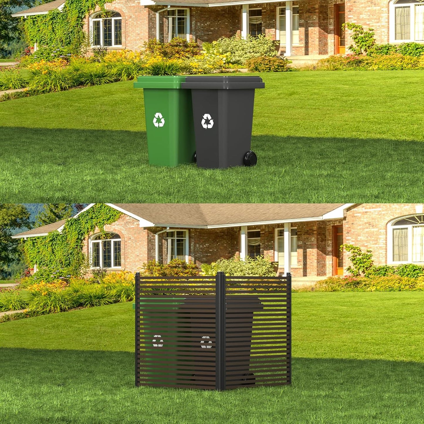 Metal Privacy Screen for Outdoor Terrace, 43x47 Inches, 2 Panels Y580
