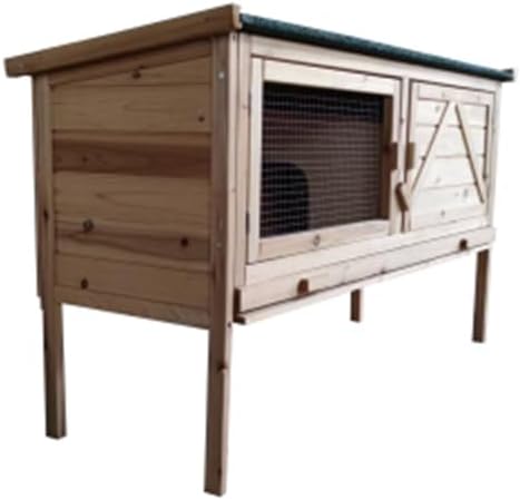 Wooden Rabbit Hutch with Open Roof and Pull Out Tray I815