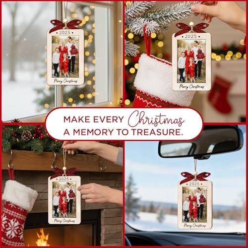 Christmas Ornament Picture Frame - Wooden Landscape Photo Frame for Tree U75225