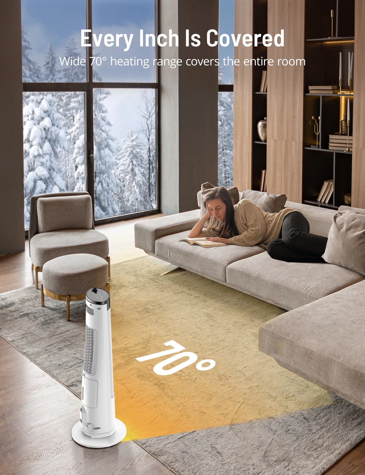 Tower Space Heater with Humidifier, 3 Heat Levels, 12H Timer K6307