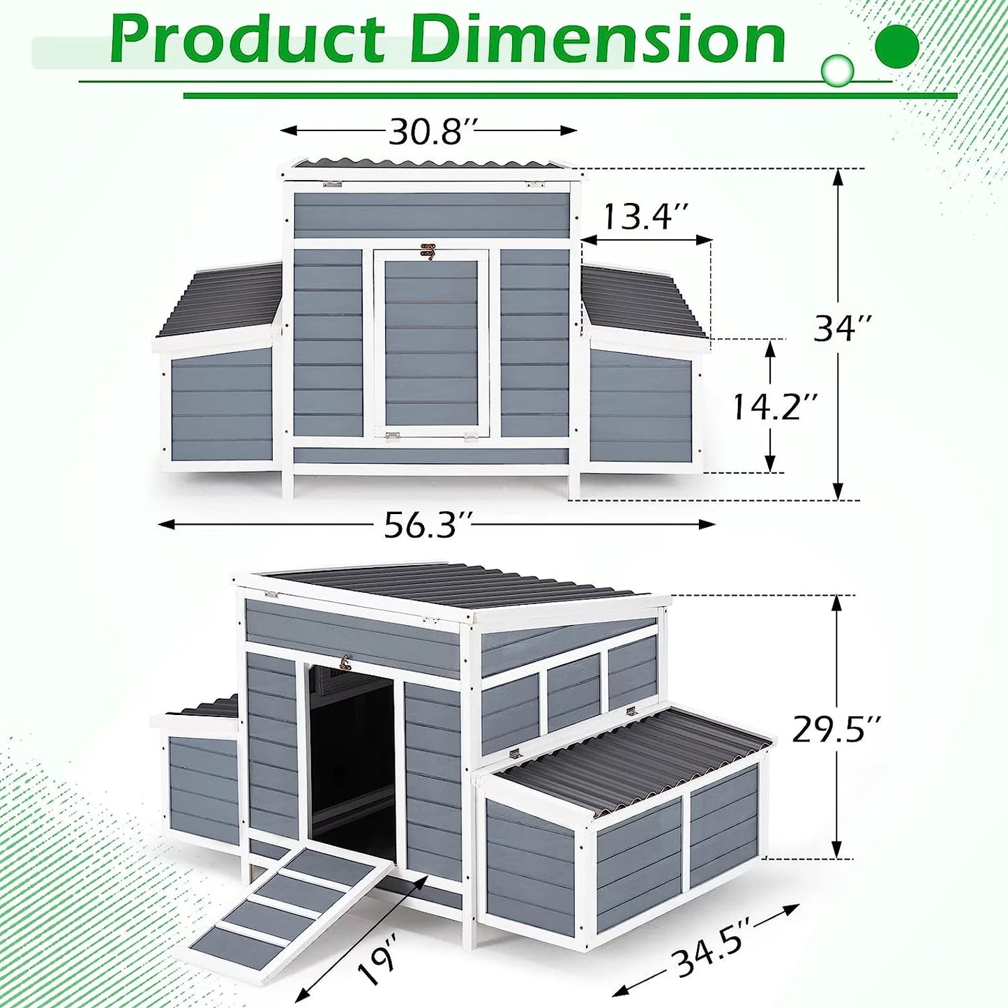 Large Chicken Coop Wooden Hen House Outdoor Poultry Cage V1608