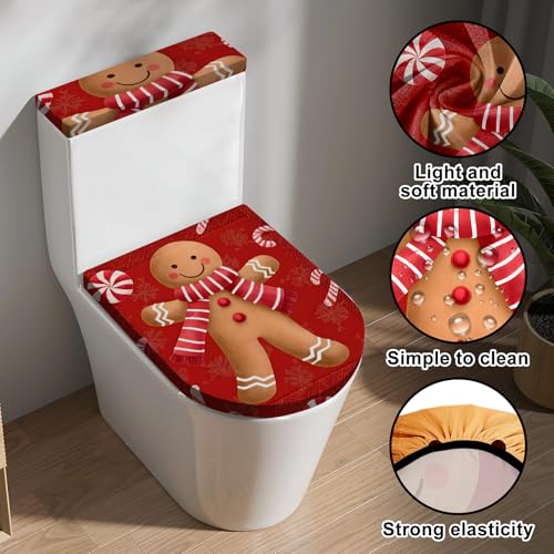 Christmas Toilet Lid Cover, Washable Bathroom Accessory O828