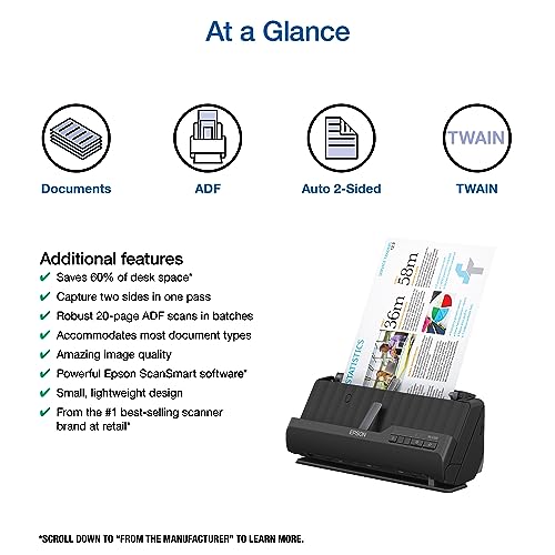 Wireless Compact Desktop Document Scanner with Auto Document Feeder B4143