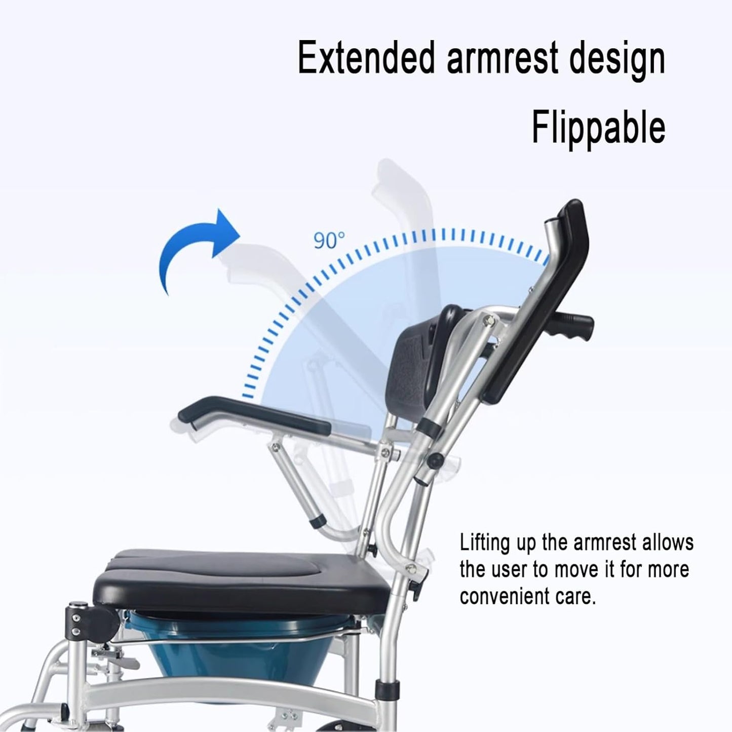Shower Wheelchair with Wheels, Portable Commode Chair for Elderly P2962